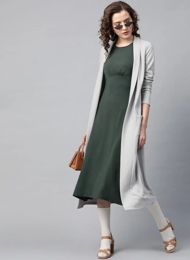 SASSAFRAS Grey Longline Shrug for Women