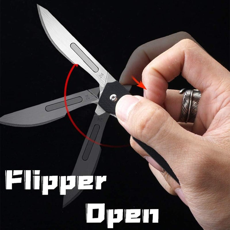 edcfans EDC Folding Scalpel Knife: G10 Handle, EDC Pocket Utility Knife with 10 Replaceable Scalpel Blades. - Image 2