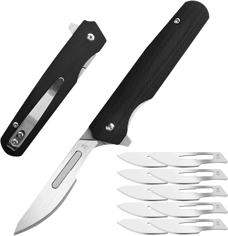 edcfans EDC Folding Scalpel Knife: G10 Handle, EDC Pocket Utility Knife with 10 Replaceable Scalpel Blades. - Image 1