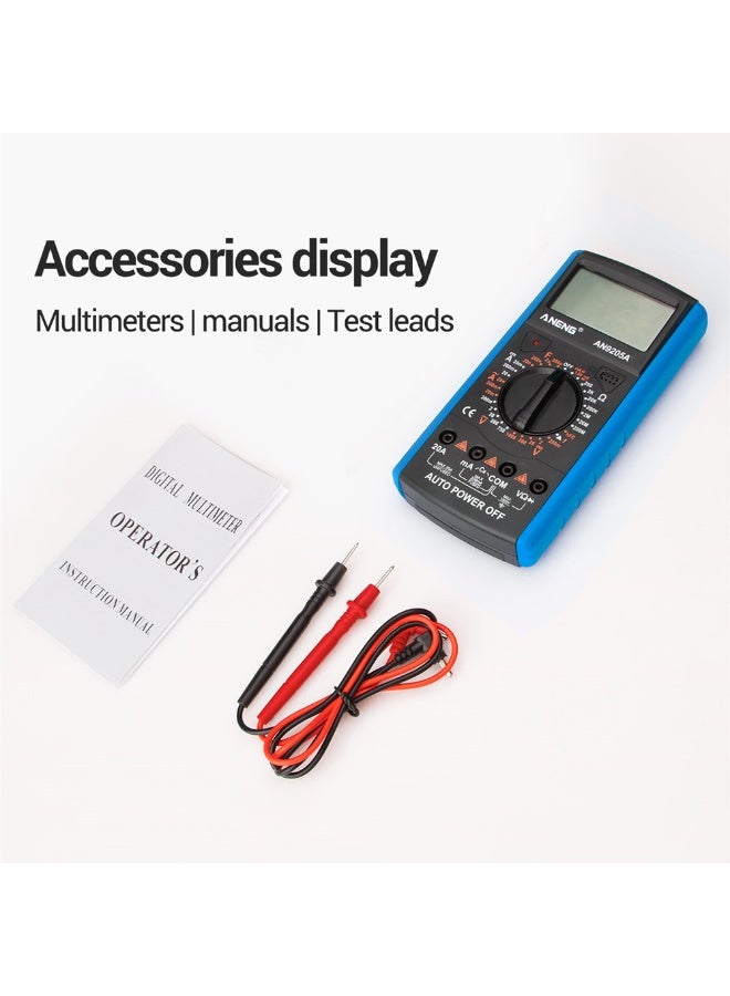 أنينج مقياس رقمي ANENG AN9205A بتقنية 3 1/2 شاشة LCD عدد 1999، نطاق يدوي، مقياس عالمي ل قياس التيار المتناوب والمستمر والمقاومة والسعة واختبار الترانزستور. جهاز قياس متعدد الوظائف مع إضاءة خلفية واختبار NCV، باللون الأزرق. - Image 4