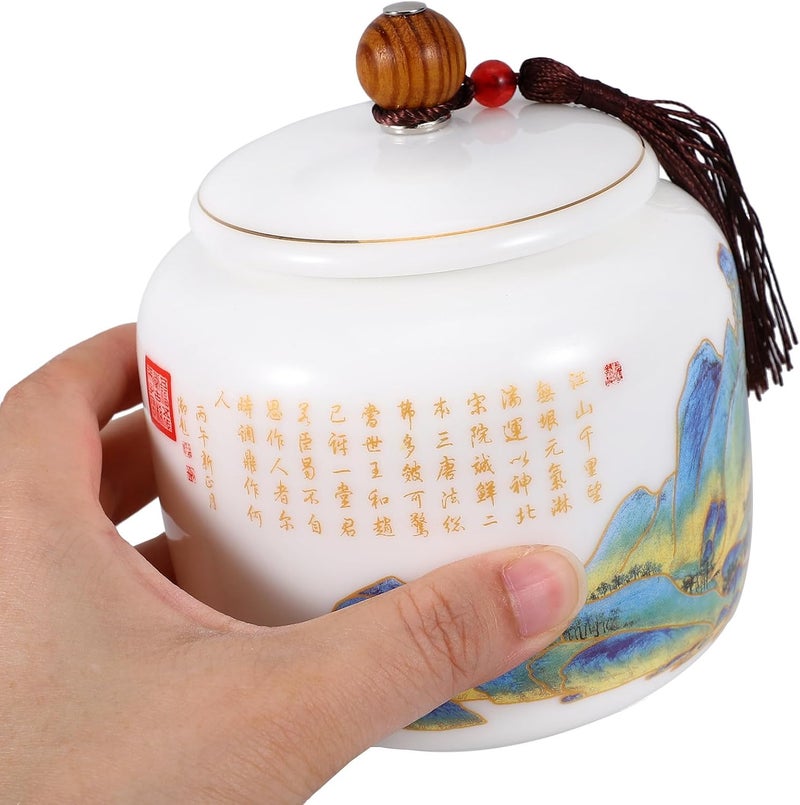 420ml Sealed Ceramic Tea Canister with Gold Detailing, Medium Porcelain Loose Tea Storage Jar for Household Kitchen Organization - Image 4