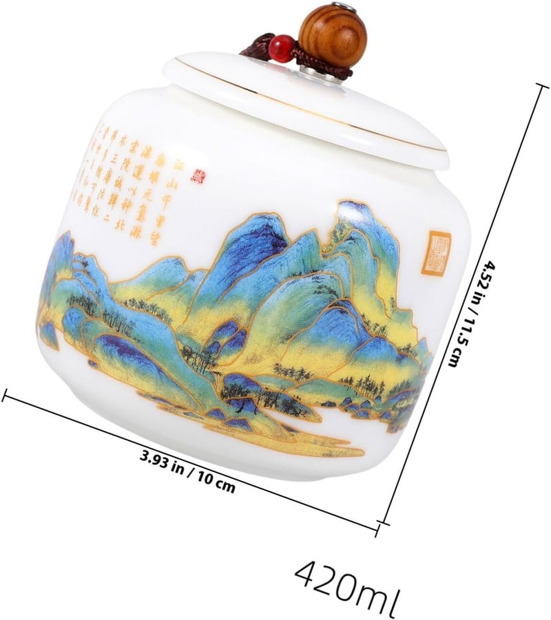 420ml Sealed Ceramic Tea Canister with Gold Detailing, Medium Porcelain Loose Tea Storage Jar for Household Kitchen Organization - Image 2