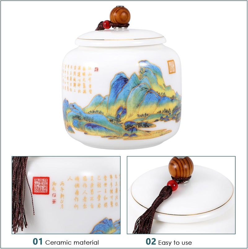 420ml Sealed Ceramic Tea Canister with Gold Detailing, Medium Porcelain Loose Tea Storage Jar for Household Kitchen Organization - Image 3