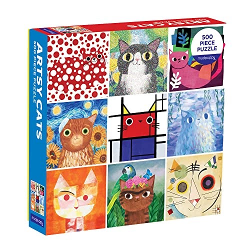 Mudpuppy Artsy Cats 500 Piece Family Jigsaw Puzzle Cute Puzzle with Cats in Classic Art Formats - Image 1