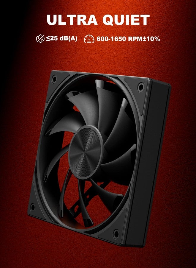 upHere 120mm Computer Case Fan with PWM 4-Pin Interface High Performance Cooling Low Noise for Enhanced PC Cooling Black U3K1 - Image 3