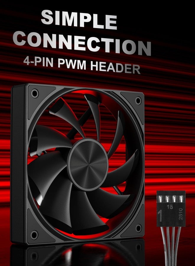 upHere 120mm Computer Case Fan with PWM 4-Pin Interface High Performance Cooling Low Noise for Enhanced PC Cooling Black U3K1 - Image 2