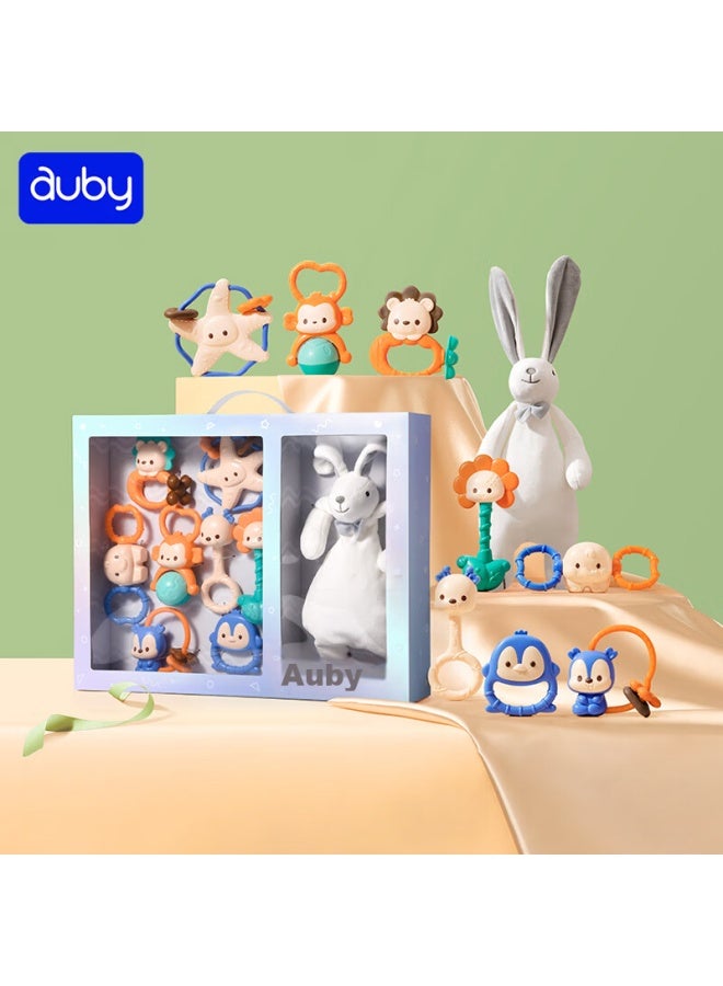 Auby Infant And Toddler Toys, Teether Rattle, Newborn Gift Box, Rabbit Comfort Blanket, Plush Doll, Full Moon Gift - Image 1