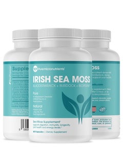 Sea Moss Capsules 100% Organic Irish Sea Moss Pills With Bladderwrack Burdock & Black Pepper For Energy Immunity Thyroid Digestion Heart And Joint Health