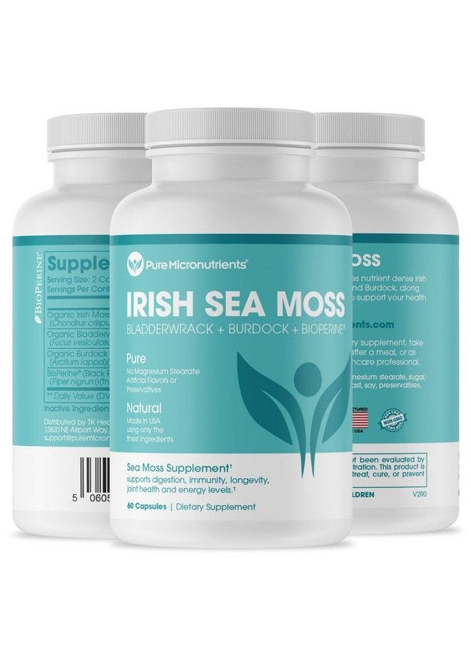Pure Micronutrients - Sea Moss Capsules 100% Organic Irish Sea Moss Pills With Bladderwrack Burdock & Black Pepper For Energy Immunity Thyroid Digestion Heart And Joint Health - Image 1