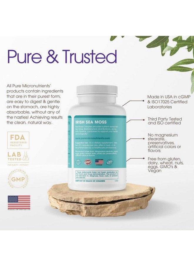 Pure Micronutrients - Sea Moss Capsules 100% Organic Irish Sea Moss Pills With Bladderwrack Burdock & Black Pepper For Energy Immunity Thyroid Digestion Heart And Joint Health - Image 1