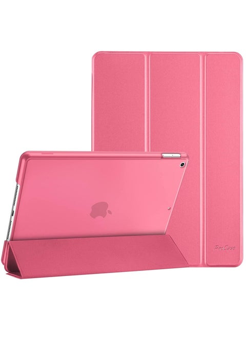 iPad 10.2 Case - Compatible with 9th Generation (2021), 8th Generation (2020), 7th Generation (2019) - Slim Stand Hard Back Shell Protective Smart Cover for 10.2 iPad - Pink