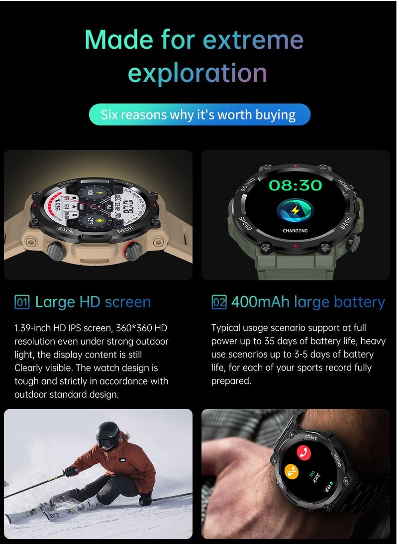 RollsTimi  - Men's Sports Smartwatches Military Waterproof Smart Watch for Women Fitness Tracker, Bluetooth Call, Heart Rate Blood Pressure Monitoring - Image 1