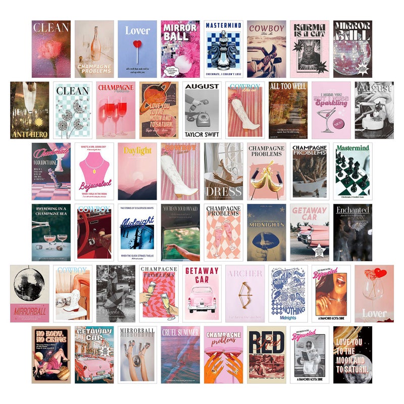 New 50 Posters Postcard Poster Decorative Painting Color Aesthetic Postcard Card - Image 1