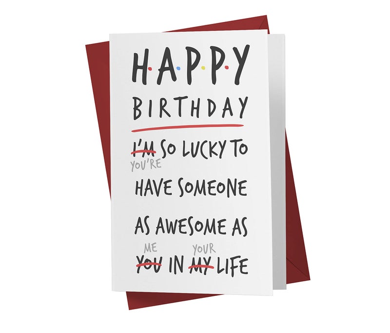 Karto Sweet Birthday Card for Husband Wife Him Her - Large 5.5x8.5 inch Boyfriend Girlfriend Birthday Cards - Happy Lucky - Image 1