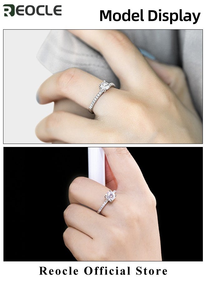 REOCLE - Women's Zircon Ring Flash Rhinestone Round Princess Ring with Round Cut Diamond Best Jewelry Gifts for Marriage Anniversary & Birthday - Image 1