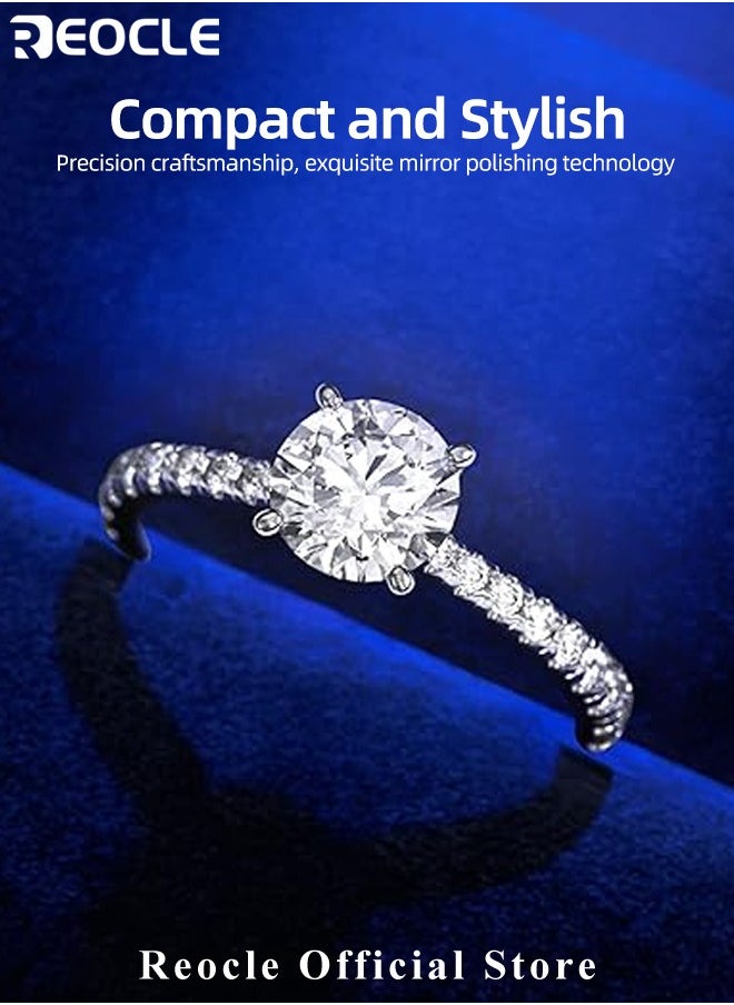 REOCLE - Women's Zircon Ring Flash Rhinestone Round Princess Ring with Round Cut Diamond Best Jewelry Gifts for Marriage Anniversary & Birthday - Image 1