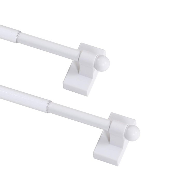 MAGNETIC CURTAIN RODS FOR METAL DOORS MULTIUSE CURTAIN RODS FOR SMALL WINDOWS CAFE SIDELIGHT AND IRON STEEL PLACES 12 INCH DIAMETER TOOL FREE 2 PACK ADJUST FROM 16 TO 28 INCH WHITE