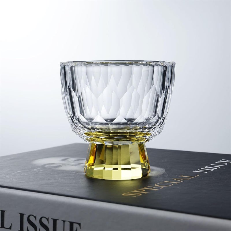 Glass Cups Small Clear Tea with Colorful Footed, Diamond Embossed Tasting Cup Shot Glasses, 1.7oz/50ml for Juice(Yellow) - Image 5