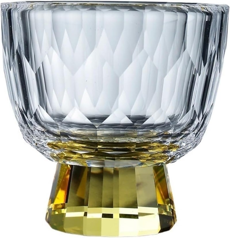 Glass Cups Small Clear Tea with Colorful Footed, Diamond Embossed Tasting Cup Shot Glasses, 1.7oz/50ml for Juice(Yellow) - Image 1