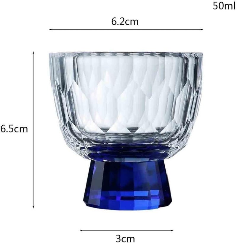 Glass Cups Small Clear Tea with Colorful Footed, Diamond Embossed Tasting Cup Shot Glasses, 1.7oz/50ml for Juice(Yellow) - Image 2