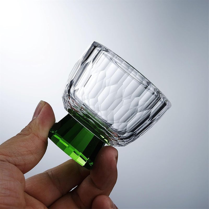 Glass Cups Small Clear Tea with Colorful Footed, Diamond Embossed Tasting Cup Shot Glasses, 1.7oz/50ml for Juice(Yellow) - Image 4