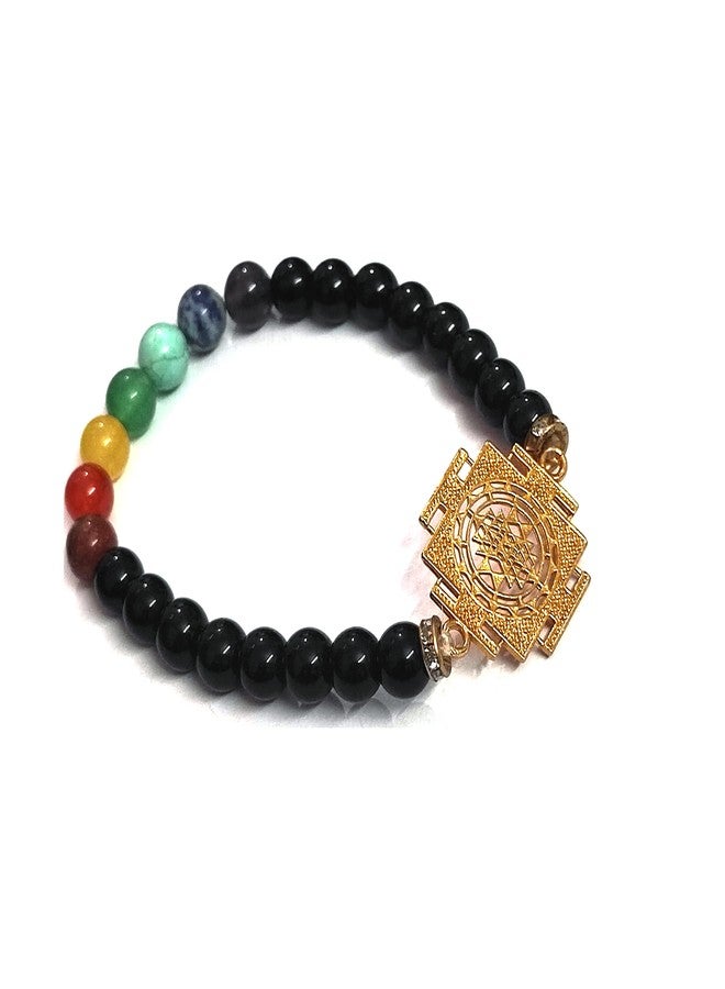 ASTROGHAR Shree Yantra Laxmi yantra Seven Chakras Crystals Adjustable Crystals Bracelet For Men And Women For Reiki Healing And Chakra healing - Image 1
