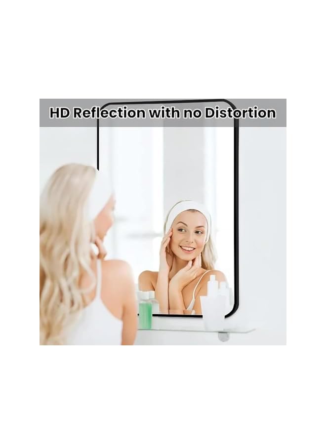 The Bros Black Metal Framed Bathroom Mirror for Wall,Bathroom Vanity Mirror,15.7"x23.6"Wall Mounted Rectangle Mirror for Over Sink Wall,Hangs Horizontally or Vertically for Bedroom (Rectangular-70x50cm) - Image 4