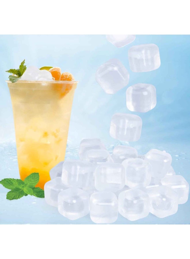48 Pack Reusable Ice Cube for Drinks, Transparent Square Plastic ice Cubes Without Diluting, Refreezable Ice Cubes for Coffee, Soda, Juice,Summer Essentials - Image 2