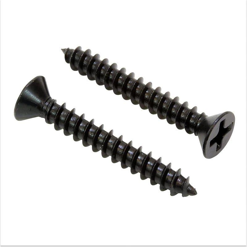 Bolt Dropper No. 8 x 2'' Black Screws, Xylan Coated Stainless Flat Head Phillips Wood Screw Deep Cut (25 Pack), 18-8 (304) Stainless Steel Anti Corrosion - Image 1