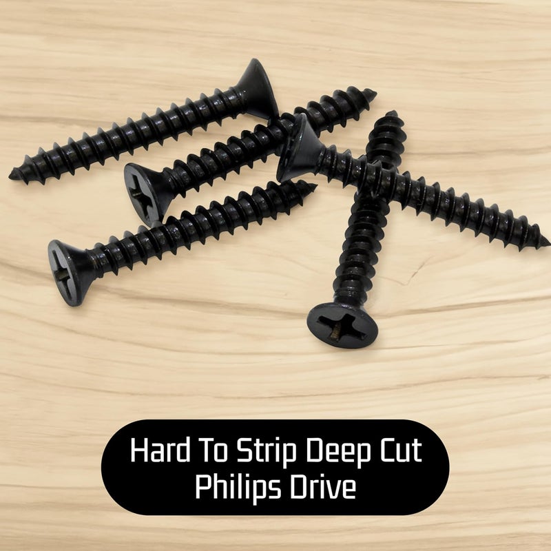 Bolt Dropper No. 8 x 2'' Black Screws, Xylan Coated Stainless Flat Head Phillips Wood Screw Deep Cut (25 Pack), 18-8 (304) Stainless Steel Anti Corrosion - Image 5