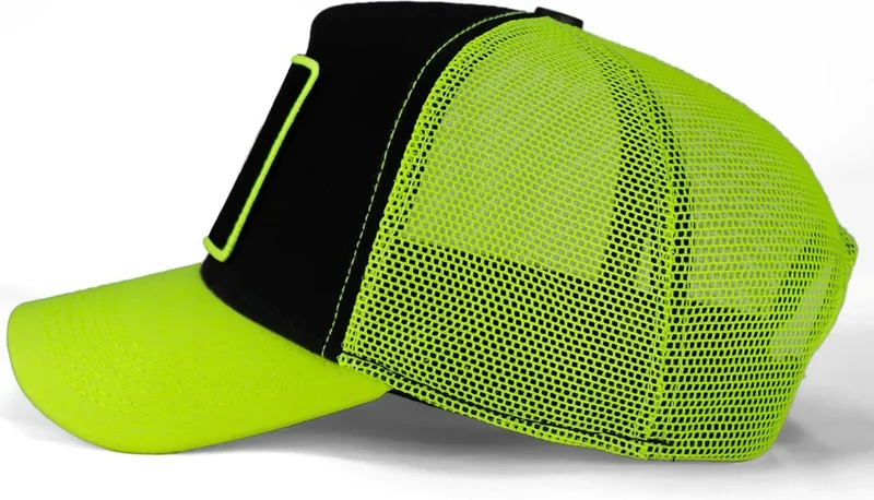 Black Börk Blackbörk V1 Trucker Lion - Unisex Neon Peaked Neon-Black Hat (Cap) with 9 Code Logo
