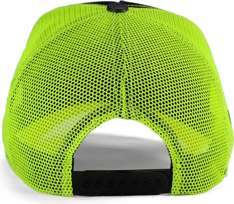 Black Börk Blackbörk V1 Trucker Lion - Unisex Neon Peaked Neon-Black Hat (Cap) with 9 Code Logo