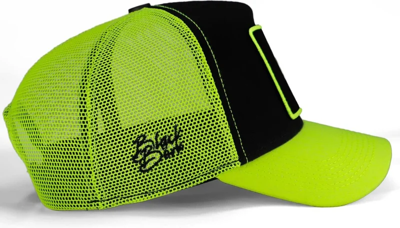 Black Börk Blackbörk V1 Trucker Lion - Unisex Neon Peaked Neon-Black Hat (Cap) with 9 Code Logo