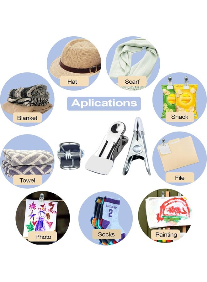 Laundry Hooks with Clips,Boot Hangers for Closet,Portable Laundry Hooks Hat Hanger Stainless Steel Home Travel Hangers Clips,Portable Home Travel Hangers for Hat, Towels, Bras, Socks(20 Pack) - Image 3