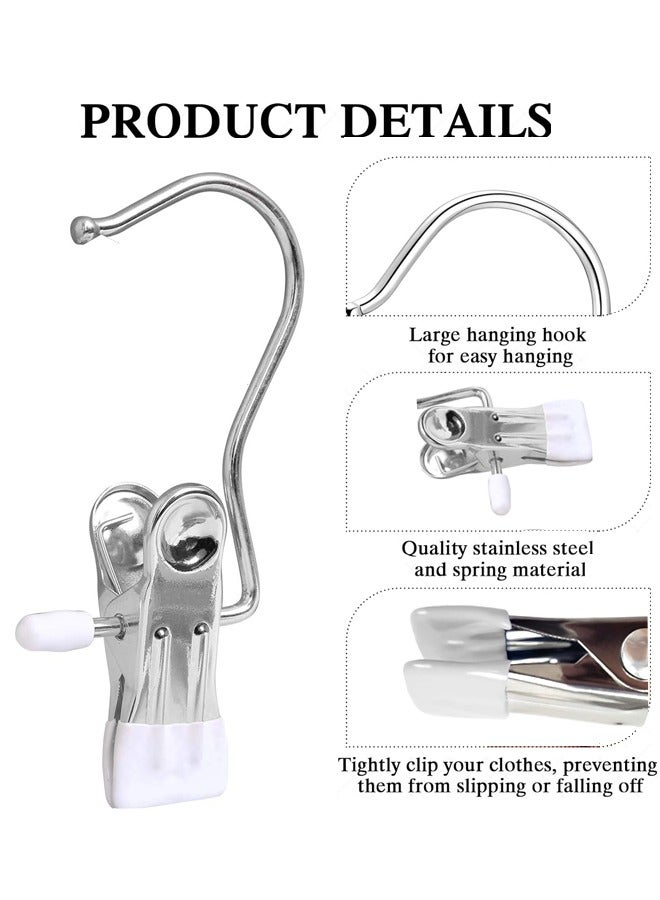 20 Pieces Boot Hangers Clips Laundry Hooks Hanging Clips Clothes Pins Closet Hanger Organizer Clamps Socks Towel Clips Heavy Duty Clothespins Bulk Hanger Clips for Closet Travel Pants Socks Handbags（White） - Image 3