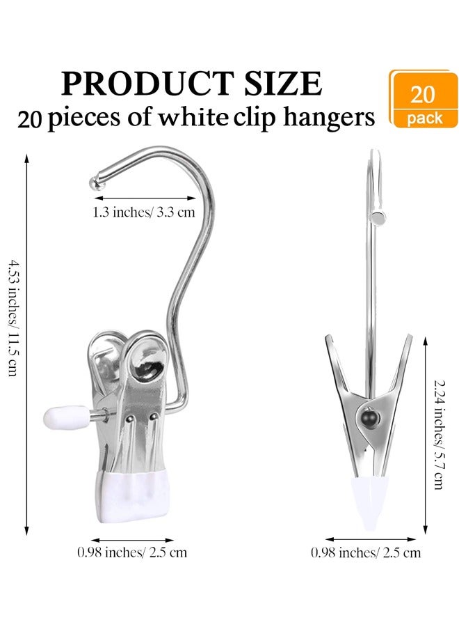 20 Pieces Boot Hangers Clips Laundry Hooks Hanging Clips Clothes Pins Closet Hanger Organizer Clamps Socks Towel Clips Heavy Duty Clothespins Bulk Hanger Clips for Closet Travel Pants Socks Handbags（White） - Image 2
