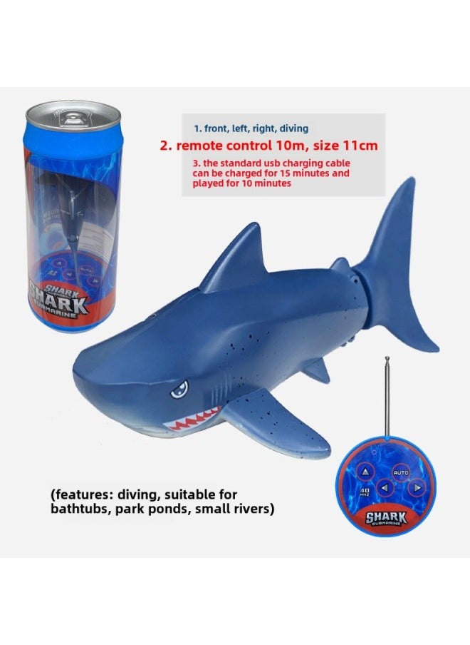 Mini Wireless Remote Control Submarine Waterproof Speedboat Submarine Model Charged Electric Water Play Toy Children Special Olympics-Colour:Lake Blue Diving Tiger Shark-27mhz✓-Specification:Standard Charging - Free Remote Control Battery + Tools✓  - Image 1
