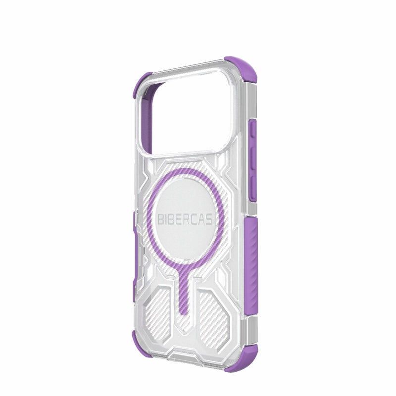 BIBERCAS For Iphone 17 Pro Transparent Color Series Magsafe Air Bag Shockproof Phone Case(Purple) - Image 3
