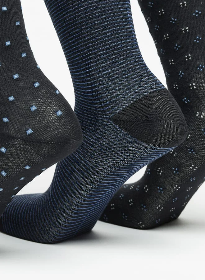 DUCHINI Men's Textured Crew Length Socks - Set of 3