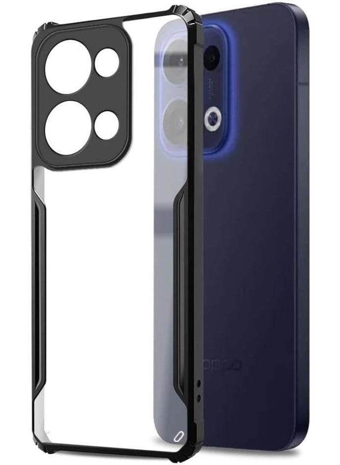 Muzz Oppo Reno13 5G Case Back Cover Shockproof Bumper Crystal Clear 360 Degree Protection TPU+PC Camera Protection Acrylic Transparent Eagle Cover for Reno 13 5G 2024 Black - Image 2
