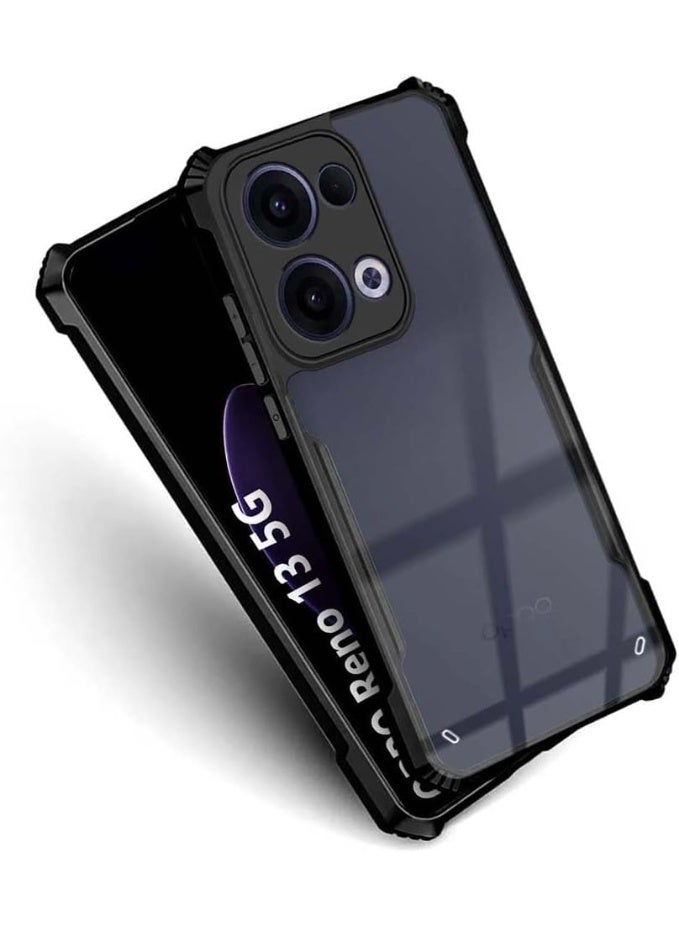 Muzz Oppo Reno13 5G Case Back Cover Shockproof Bumper Crystal Clear 360 Degree Protection TPU+PC Camera Protection Acrylic Transparent Eagle Cover for Reno 13 5G 2024 Black - Image 3