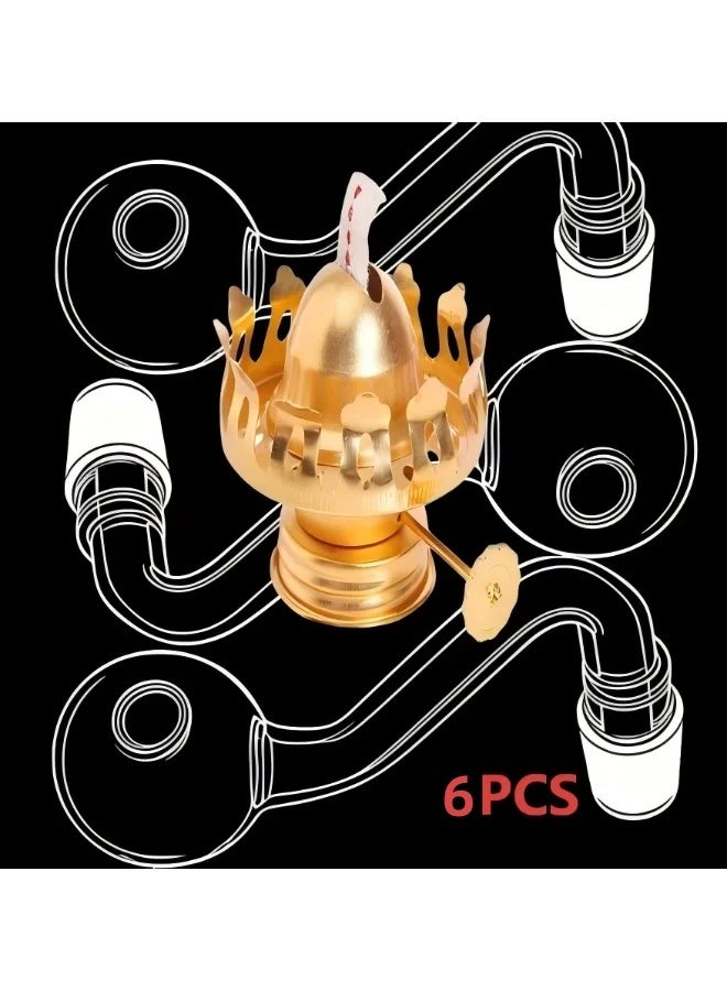 6 Pcs 14mm  Premium Heat Resistant Glass Oil Lamp， Medical Grade High Borosilicate Material for Long lasting Use