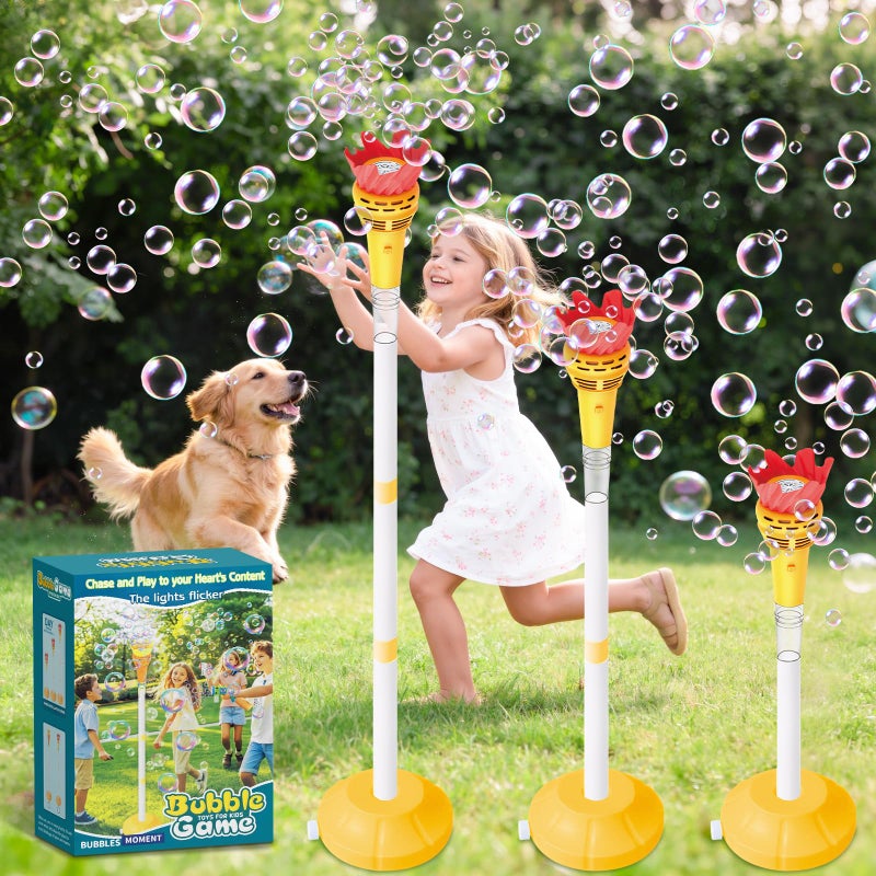 Infowush Torch Bubble Machine for Kids Rechargable Bubble Maker Bubble Toys with Light Music Outdoor Automatic Standing Height Adjustable Bubble Machine for Toddlers 13 Xmas Birthday Party Gifts - Image 3