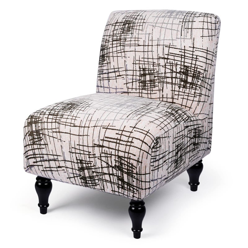 Iauddy Armless Accent Slipper Chair Cover Slipcover,Stretch Spandex Printed Removable Non-Slip Silp Cover for Accent Chair Without Arms for Living Dining Room(White/Stripe,1) - Image 1