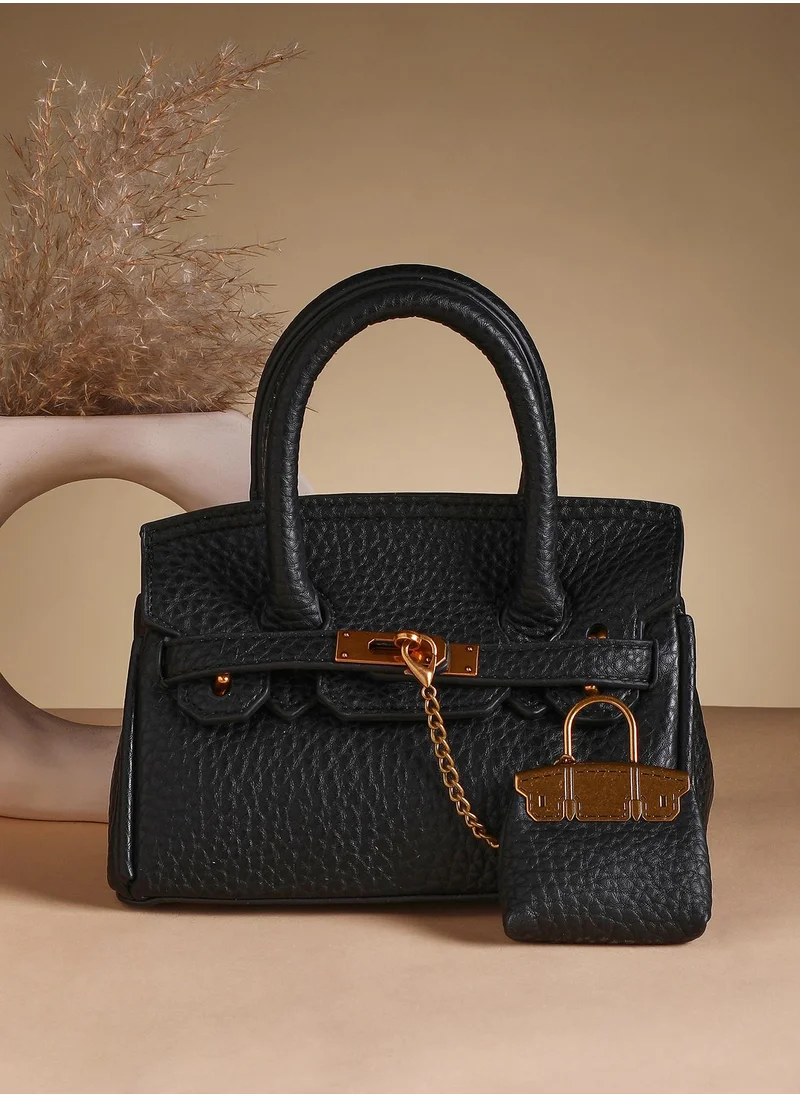 صوص هاوت Women's The Mini Overlap Satchel Sling Bag With Pouch - Onyx Black