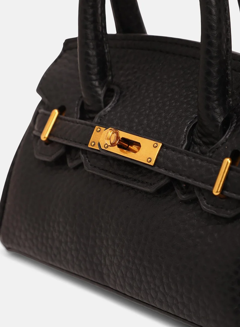 Haute Sauce Women's The Mini Overlap Satchel Sling Bag With Pouch - Onyx Black