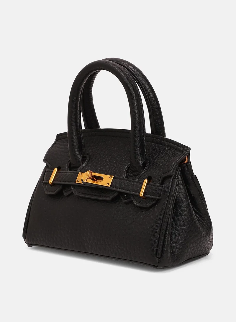 Haute Sauce Women's The Mini Overlap Satchel Sling Bag With Pouch - Onyx Black