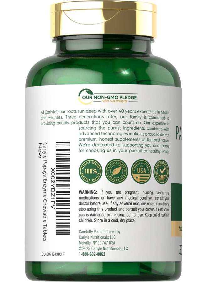 Carlyle Papaya Enzyme Chewable Tablets | Vegetarian, Non-GMO, Gluten Free Formula | Tropical Flavor - Image 3