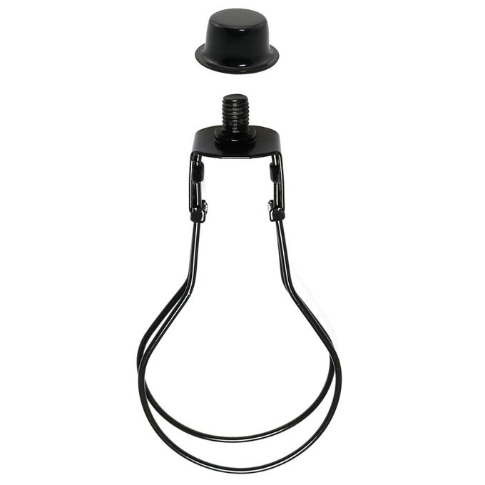 BLACK ROUND LIGHT BULB HOLDER WITH LAMP SHADE ATTACHING FINIAL DIY LIGHTING ACCESSORIES CLIP ON LAMPSHADE ADAPTER FOR LIGHTING FITTINGS
