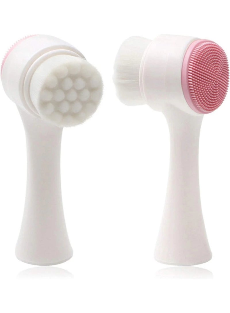 Double Face Cleanser Face Brush Soft Hair Silicone Face Washer Manual Makeup Remover Deep Cleansing Brush Random Color - Image 3